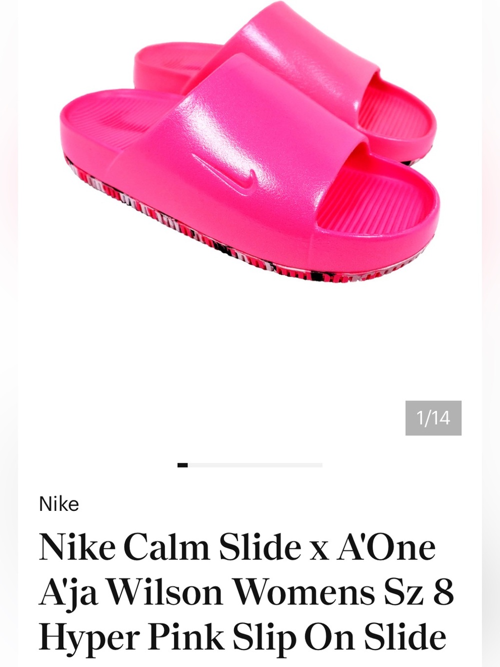 Nike Calm Slides X A’One A’Ja Wilson Hyper Pink 🌸 - Picture 5 of 12